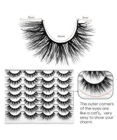Jiocolor Fluffy False Eyelashes 7 Pairs - 3D 6D Long Wispy Natural Look Faux Mink Lashes - Pack X23 - 11mm-17mm - Buy Online on GoSupps.com
