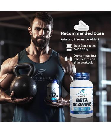 CONFIDENT SPORTS - Beta Alanine - 100% Pure Beta-Alanine - Push Harder Lift Heavier and Break Your Limit with Our Pre Workout - Maximum Strength + Absorption - 240 Count - 80 Servings 240 count (Pack of 1) - Buy Online on GoSupps.com