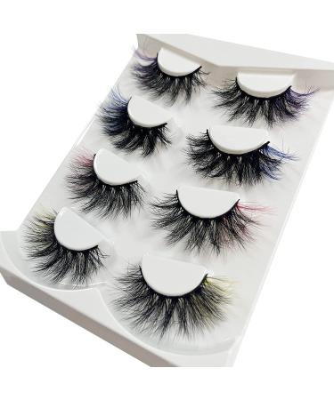 HeyAlice 5D Colored Mink Wispy Cat Eye Lashes Pack - 4 Colors Mixed for Daily & Party - Yellow & More | Cosplay False Eyelashes - Buy Online on GoSupps.com