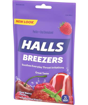 HALLS Breezers Cool Berry Drops - 25 Drops | Refreshing Berry Flavored Lozenges - Buy Online on GoSupps.com