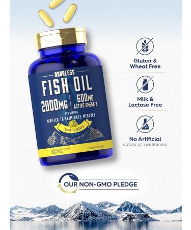 Carlyle Fish Oil 2000mg | 600mg Omega 3 Supplement for Men & Women | 90 Odorless Softgels | Lemon Flavored | Non-GMO and Gluten Free - Buy Online on GoSupps.com
