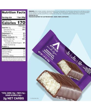 Atkins Endulge Chocolate Coconut Flavored Snack Bar, 1g Sugar, 12g Fiber, Low Sugar Snack, High Fiber Bars, Keto Friendly Treat, 16 Count - Buy Online on GoSupps.com