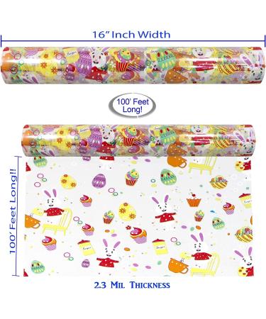 AnapoliZ Easter Cellophane Wrap Roll - 100 Ft. x 16 In. | Crystal Clear 2.3 Mil Thick Design for Easter Treats, Baskets, and Gifts - Bunny and Eggs Cellophane - Buy Online on GoSupps.com