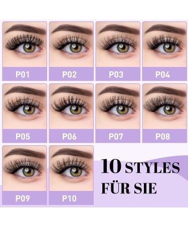 Premium False Eyelashes P07 - 10 Pairs Cat Eye Fluffy Cluster Lashes | Natural DIY Lash Extensions - Buy Online on GoSupps.com