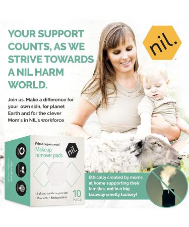 NIL Washable Makeup Remover Pads - Eco-Friendly Zero Waste Wipes for Gentle Cleansing - 10 Reusable Woolen Pads for Eyes Face & Lips - Buy Online on GoSupps.com