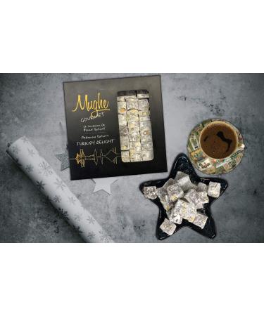 Mughe Gourmet Double Roasted Pistachio Turkish Delight Gift Box - 310g-30pc - Authentic Delights - Pistachios Sweets Assortment - Vegan Halal Confectionery Candy - Perfect for Fathers Day Birthday - Buy Online on GoSupps.com