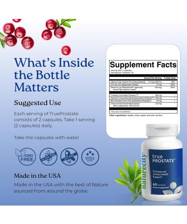 NatureCity True-Prostate Urinary Tract & Prostate Support Supplement for Men's Health Cranberry Extract & Super Beta Prostate Sitosterol Complex 60 Capsules - Prostate Health for Men - Buy Online on GoSupps.com