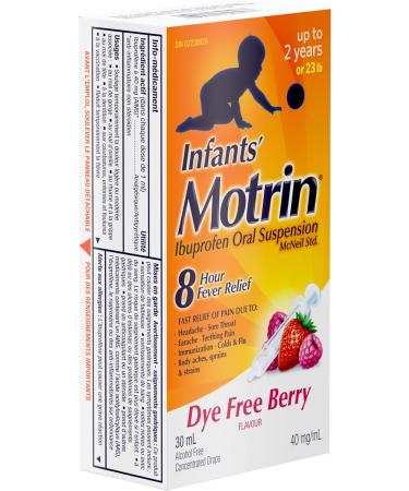 Motrin Infants' Ibuprofen Oral Suspension Concentrated Drops Dye Free Berry Flavour 40 mg/ml 30 mL - Buy Online on GoSupps.com