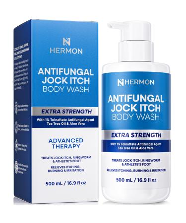Hermon Antifungal Body Wash for Jock Itch: Tea Tree oil Body Wash for Jock Itch Ringworm Back Acne Athlete's Foot Tinea - Medicated Soap for Men and Women 1 Pack Body Wash