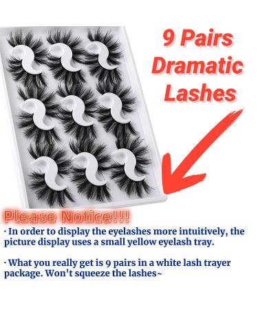 HeyAlice Manga Cosplay 23mm Dramatic Mink Lashes - 9 Pairs Long Fluffy 6D Volume Strip Eyelash Pack - Buy Online on GoSupps.com