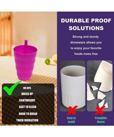 Klickpick Home Kids Cups with Built-in Straw - Set of 8 | 10oz Toddler Drinking Cups | BPA Free & Dishwasher Safe | Brightly Colored Tumbler Cups - Buy Online on GoSupps.com