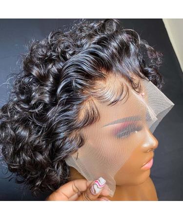 INSTASTYLE Short Curly Pixie Cut Lace Front Wigs 6 inch  13X1 Human Hair HD Lace Front Wigs Plucked for Black Women 6 Inch  Natural Black 6 Inch Natural Black