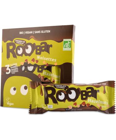 Roo'bar - Vegan Gluten-Free Hazelnut Energy Bars Coated in Dark Chocolate - Pack of 3 - sports snack - healthy snack - 100% natural - Buy Online on GoSupps.com