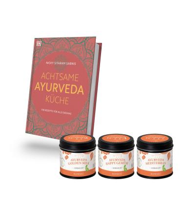"Rimoco gift set" Ayurveda Kitchen " - Set Content: Most name Ayurveda kitchen cookbook Ayurveda Golden Milk 60g Ayurveda Happy Vegetables 55g Ayurveda Mediterran 55g Set:" Ayurveda Kitchen "