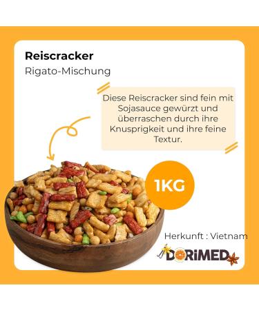 Spicy Rice Cracker Rigato Mix 1kg | Asian Starter with Rice Flour Tapioca & Peppers | Unique Flavor Blend - Buy Online on GoSupps.com
