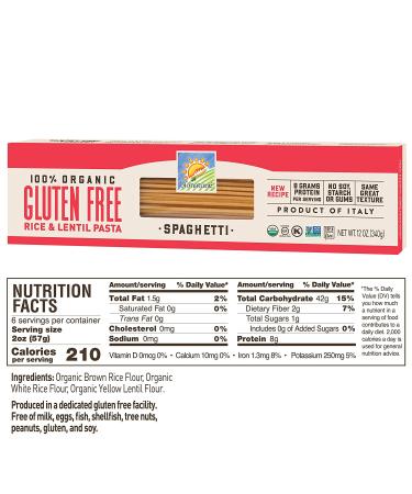 Bionaturae Gluten-Free Spaghetti Pasta | Rice & Lentil | Organic, Non-GMO, Lower Carb | 12 oz (3-Pack) - Buy Online on GoSupps.com