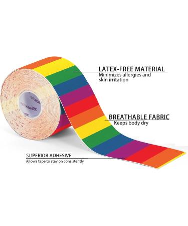 Tmax Waterproof Kinesiology Tape | Athletic Sports Tape for Muscle Support Pain Relief & Joint Support | 5m Rainbow - International Shipping - Buy Online on GoSupps.com