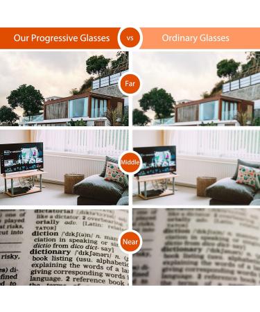 Multifocal Transition Photochromic Progressive Reading Glasses - Blue Light Blocking Metal Multifocus Readers for Men & Women - 2.5x in Black - Buy Online on GoSupps.com
