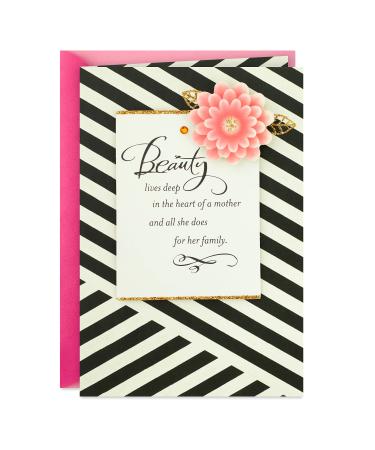 Hallmark Mother's Day Card Floral (Beauty) Beautiful black and ivory stripes