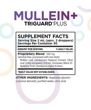 TriGuard Mullein Plus - Mullein, Elderberry & Olive Leaf Extract | 2 fl oz | Supports Respiratory Health & Immune System | Alcohol-Free & Non-GMO - Buy Online on GoSupps.com