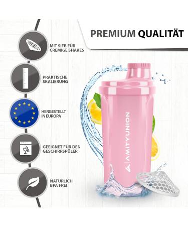 Buy Protein Shaker 'Heaven' 500 ml - Leak-Proof BPA Free Sieve & Scale - Perfect for Whey Protein BCAA & Fitness Mixing - Coral Pink - Buy Online on GoSupps.com