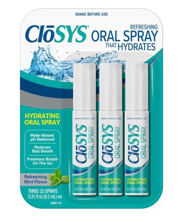CloSYS Oral Breath Spray, 0.31 Ounce (3 Count), Mint, Sugar Free, pH Balanced, Fights Bad Breath - Buy Online on GoSupps.com