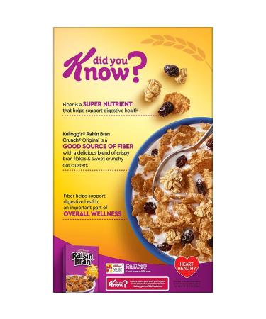 Kellogg's Raisin Bran Crunch Cereal 22.5oz - Family Size, Fiber & Heart Healthy - Buy Online on GoSupps.com