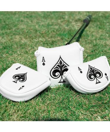 Poker Ace Leather Golf Putter Cover with Magnetic Closure - Fits Scotty Cameron, Odyssey, Ping Putters - Mallet Style Headcover - Buy Online on GoSupps.com