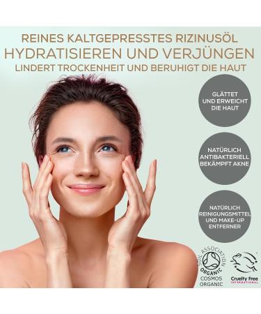Alucia Organics Certified Organic Castor Oil - 100% Pure Cold-Pressed for Face Eyebrows Eyelashes & Hair - Vegan 100ml - Buy Online on GoSupps.com