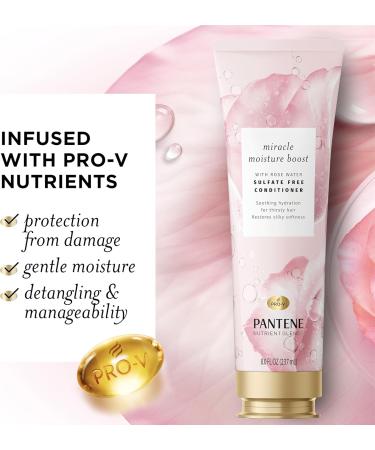 Pantene Nutrient Blends Miracle Moisture Boost Rose Water Conditioner for Dry Hair Sulfate-Free Paraben-Free Safe for Color-Treated Hair 237 mL - Buy Online on GoSupps.com
