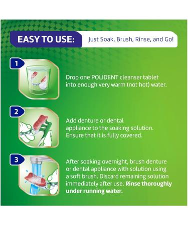 Polident Overnight Whitening Antibacterial Dental Appliance Cleanser Tablets, 90 Count (2 Pack) - Buy Online on GoSupps.com