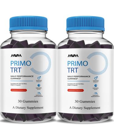 (2 Pack) Primo TRT Maximum Strength Performance Gummies PrimoTRT Gummy Supplement Prime TRT Maximum Strength Advanced Shiljait Vitamin Support Supplement Primo TRT Premium Gomitas (2 Month Supply)