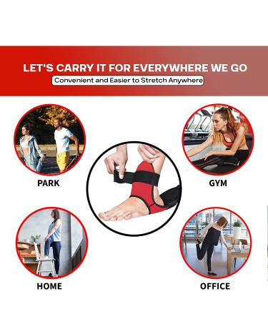 RIMSports Foot & Calf Stretcher Strap - Plantar Fasciitis Relief | Achilles Tendonitis Aid | Hamstring & Leg Stretching Straps for Dancers and Yoga - Red - Buy Online on GoSupps.com