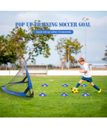 Portable Pop Up Soccer Goal Net Set with Accessories - 2.5ft Blue | For Kids & Adults Training and Backyard Play | Carrying Case & Training Cones Included - Buy Online on GoSupps.com