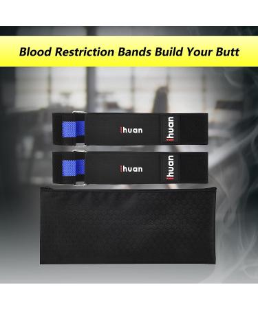 iHuan Women's Blood Flow Restriction Bands - Glute & Thigh Straps for Booty Workout - Black+Blue - Buy Online on GoSupps.com