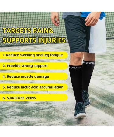 Buy 20-30mmHg Calf Compression Sleeves for Men & Women | Leg Support & Shin Splint Pain Relief - Black Medium - Buy Online on GoSupps.com