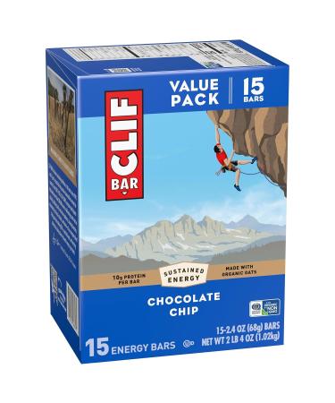 CLIF BAR - Energy Protein Bars - Chocolate Chip - Made with Organic Oats - Energy Bars - Non-GMO - (15 Pack) Chocolate Chip 15 Count - Buy Online on GoSupps.com