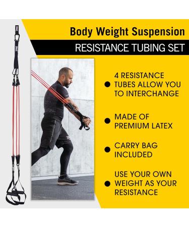 Everlast FIT Body Weight Suspension Trainer - Resistance Tubes & Anchor Strap Great for Home Gym CrossFit Pilates Fitness Full-Body Workouts Exercise & Home Gym Accessories - Buy Online on GoSupps.com