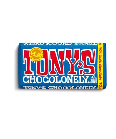 Tony's Chocolonely 70% Chocolate Bar, Dark, 6.35 Ounce (Pack of 1), 1 Count