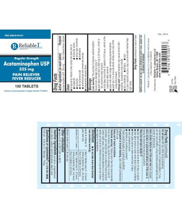 Reliable 1 Acetaminophen USP 325mg - 100 Tablets - Buy Online on GoSupps.com