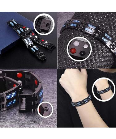 Buy Titanium Power Magnetic Bracelet | Adjustable Carbon Blue Therapeutic Ring for Men | Lymphatic Drainage & Pain Relief - Buy Online on GoSupps.com