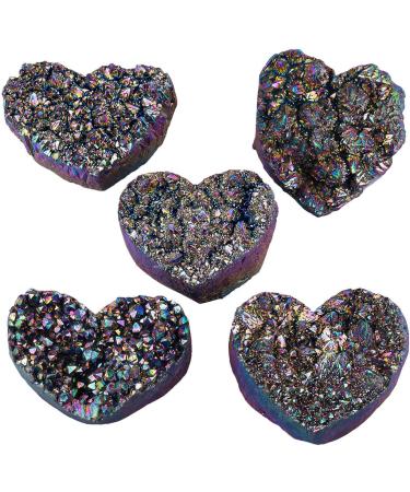 Buy Nupuyai Titanium Coated Bergkristall Druse Quartz Geode - Irregular Purple Heart Crystal Cluster for Reiki & Feng Shui Decoration - Buy Online on GoSupps.com