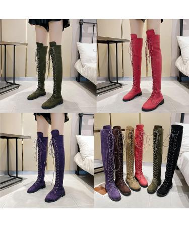 Elegant Women's Overknee High Block Heel Boots - Comfortable Winter Warm Long Socks - size 40 EU - Fool Violet - Buy Online on GoSupps.com