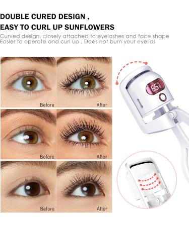 Rechargeable Heated Eyelash Curler - Fast Heat 4 Modes Anti-Burn LED Display - Long Lasting Mini Lash Curler for Perfect Lashes - Buy Online on GoSupps.com