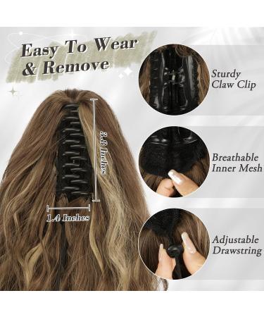 Buy BARSDAR 30cm Wavy Clip-in Ponytail Extension - Multi-Layered Synthetic Hair in Brown & Blonde Highlights for Women & Girls - Buy Online on GoSupps.com