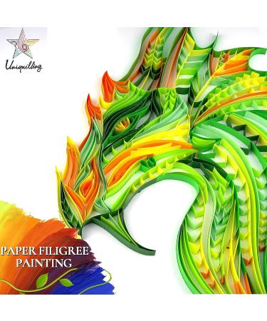 Uniquilling Quilling Kit for Adults - Green Dragon 16x20 Inch DIY Paper Filigree Painting Set | Quilling Tools for Home Decor and Gifts (Basic) - Buy Online on GoSupps.com