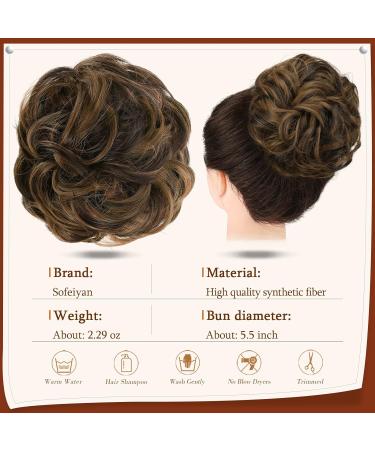 Sofeiyan Claw Clip Messy Bun Hair Piece | Wavy Curly Updo Hair Extensions | Dark Brown/Golden Auburn - Buy Online on GoSupps.com