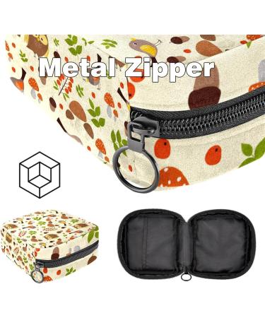 Forest Owl Mushroom Pattern Menstrual Cup & Sanitary Napkin Storage Bag - Portable Zip Pouch for Teens & Women | Eco-Friendly Design - Buy Online on GoSupps.com