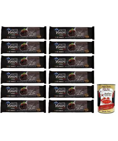 Italian Gourmet E.R. Riso Scotti Pasta Venere Spaghetti with Hard Wheat Semolina and Black Rice Flour Venere - 400 g + 400 g Box