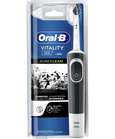 Oral-B Crossaction Vitality 100 Electric toothbrush with carbon brushes PureClean 1 handle 1 head oscillator and rotary movement dial with timer gift idea black and white